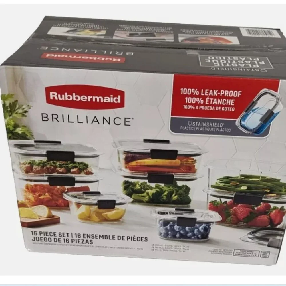 Rubbermaid 16_piece Brilliance Plastic Food Storage Containers